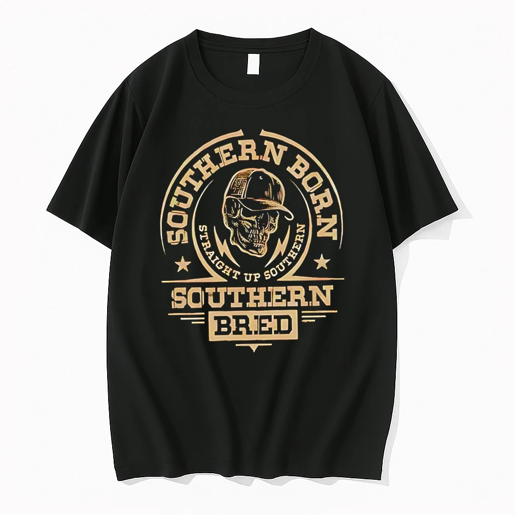 Officials Southern Born Straight Up Southern Southern Bred Skull Premium T Shirt