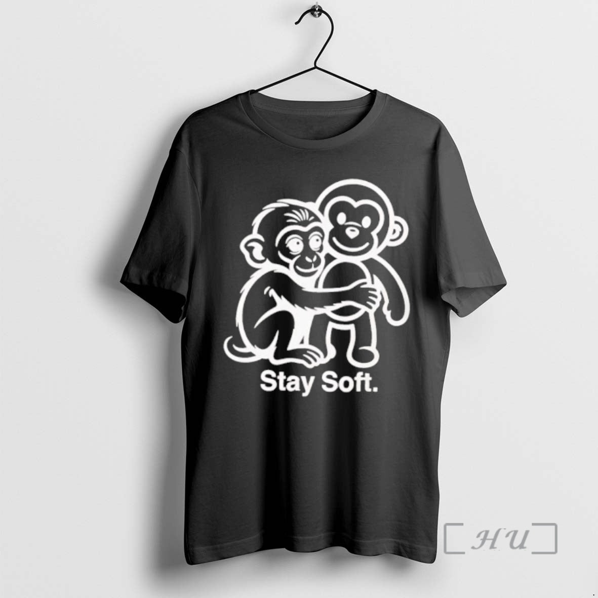 Officials Stay Soft Monkey Hugging Monkey White Line Art