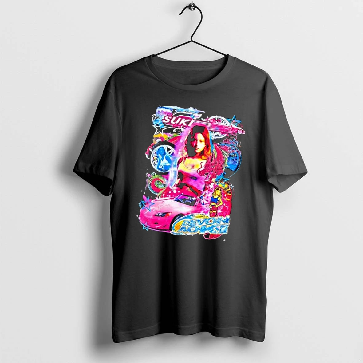 Officials Suki Devon Aoki Pink Sports Car Dragon Speedometer Neon Collage Bootleg Mens