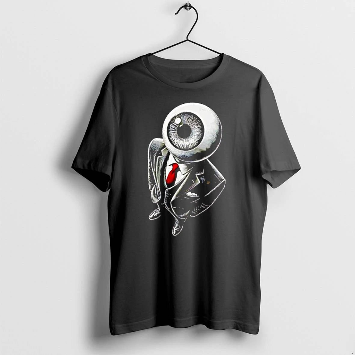 Officials Surreal Eyeball Head Businessman Suit Red Tie Overhead View Mens Premium T Shirt