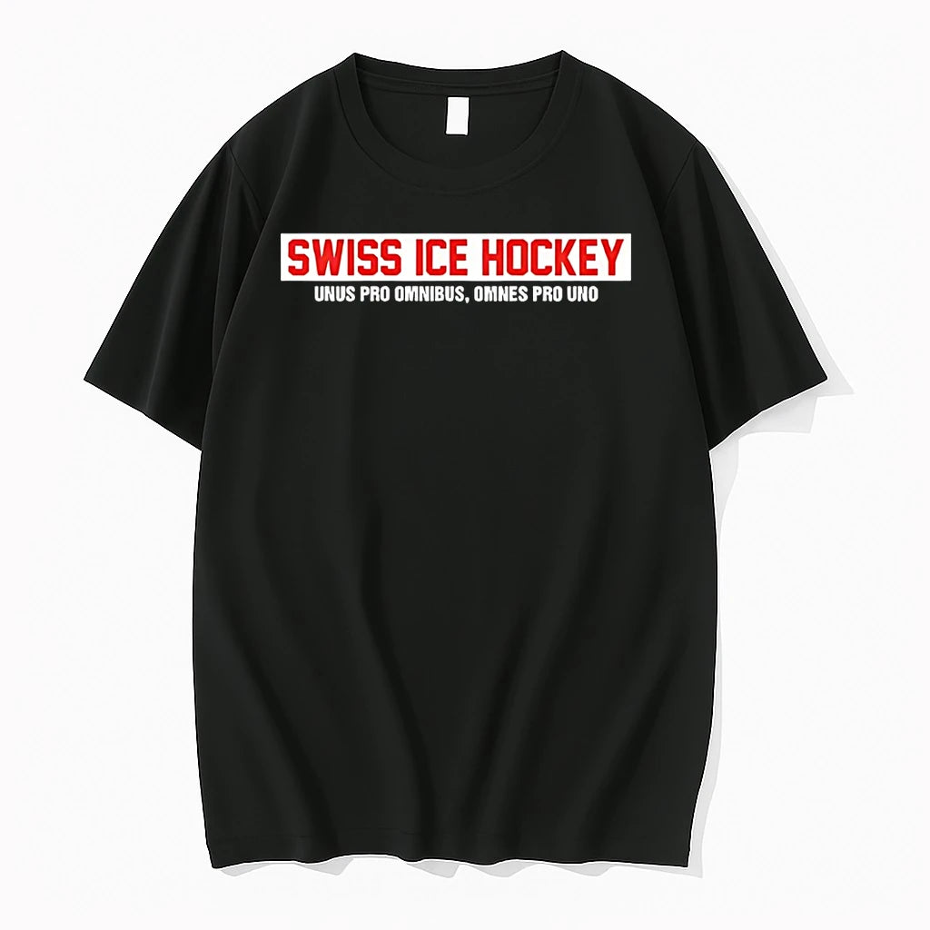 Officials Swiss Ice Hockey Unus Pro Omnibus Omnes Pro Uno Red Text T Shirt Sweater