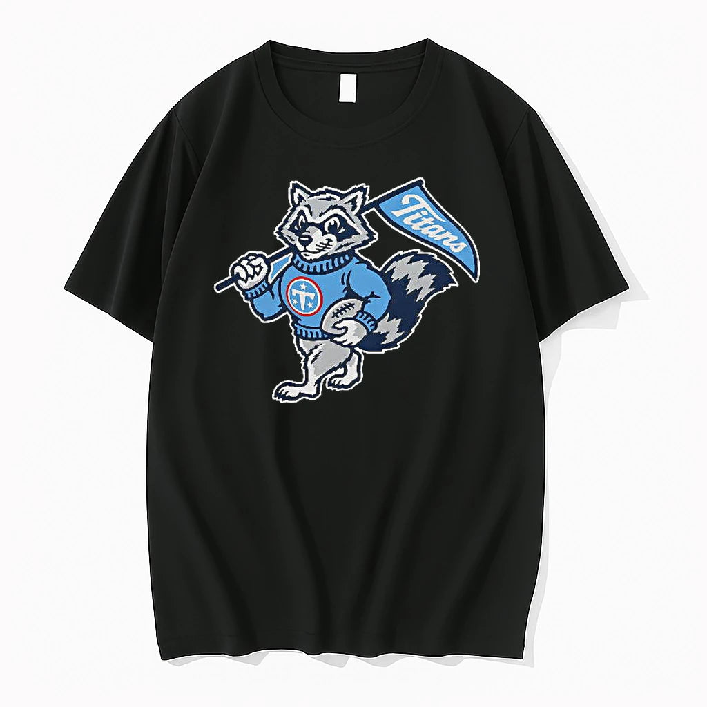 Officials Tennessee Titans Mascot Raccoon With Titans Logo Premium T Shirt