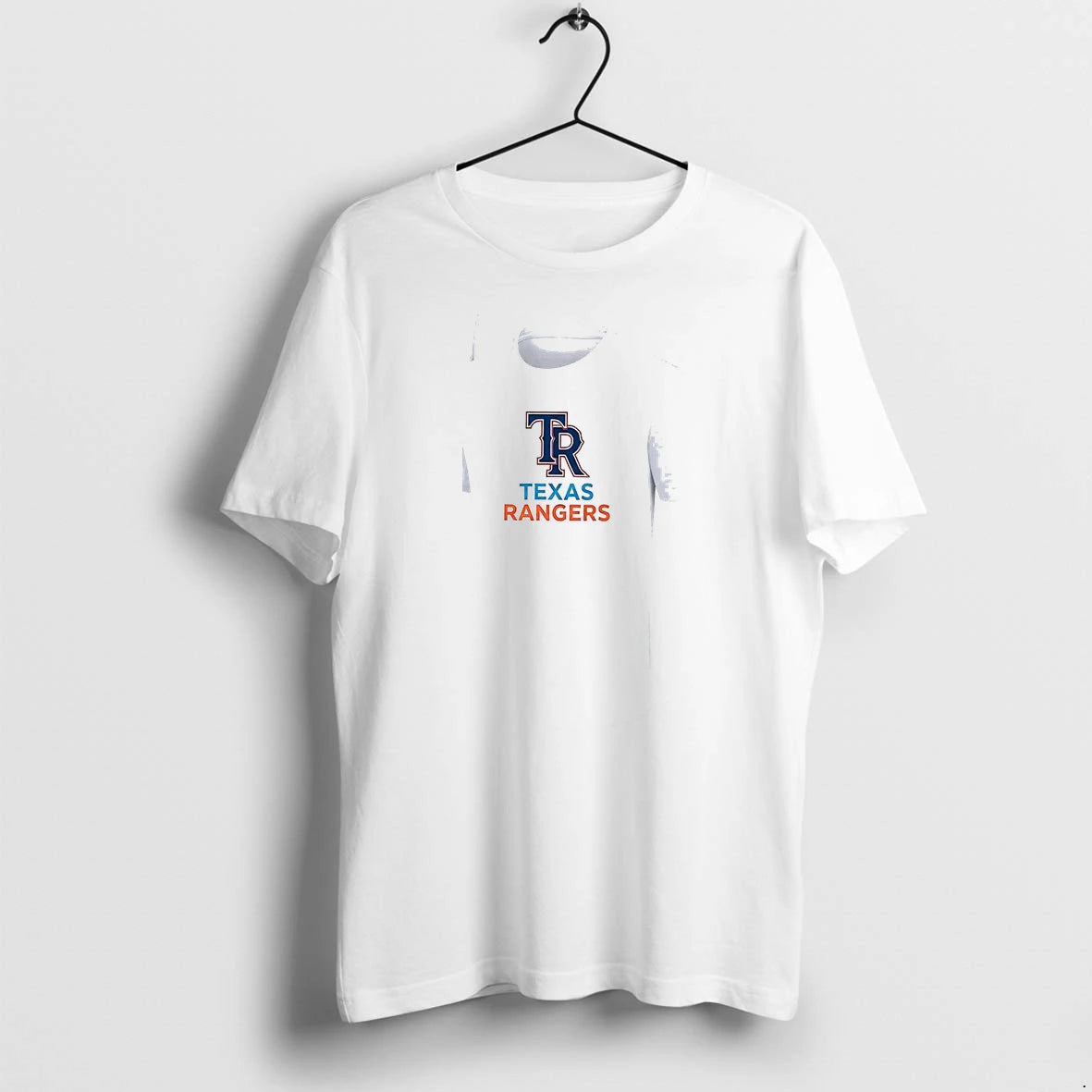 Officials Texas Rangers Logo Skull Bat Crossed Baseball White Mens Premium T Shirt