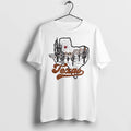 Officials Texas State Silhouette Desert Scene Cacti Sun Rays Line Art White Womens