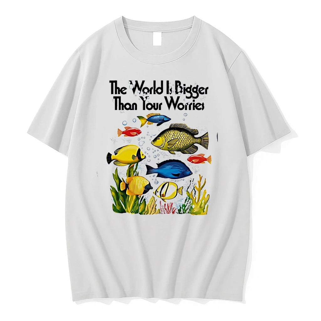 Officials The World Is Bigger Than Your Worries Fishes Vintage T Shirt Sweater
