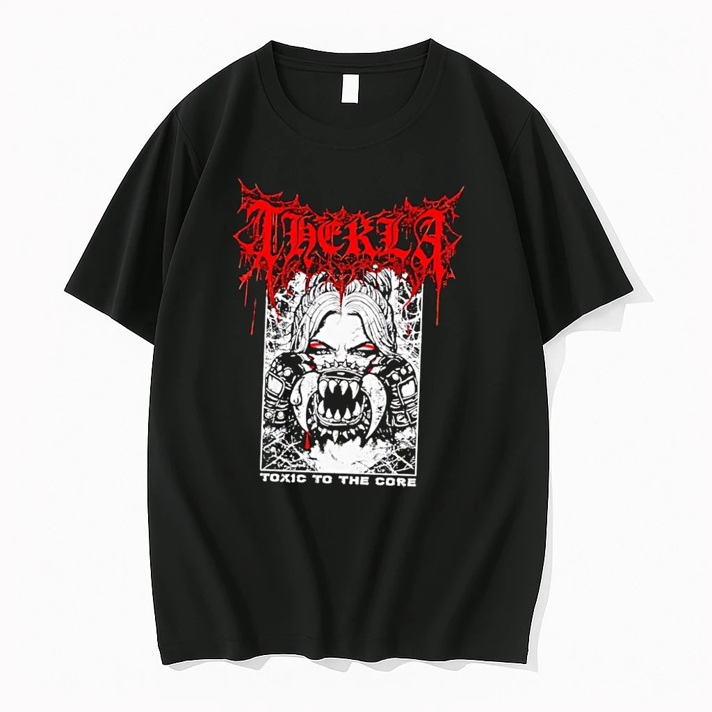 Officials Therkla Toxic To The Core Woman Demon Mouth Black T Shirt Sweater