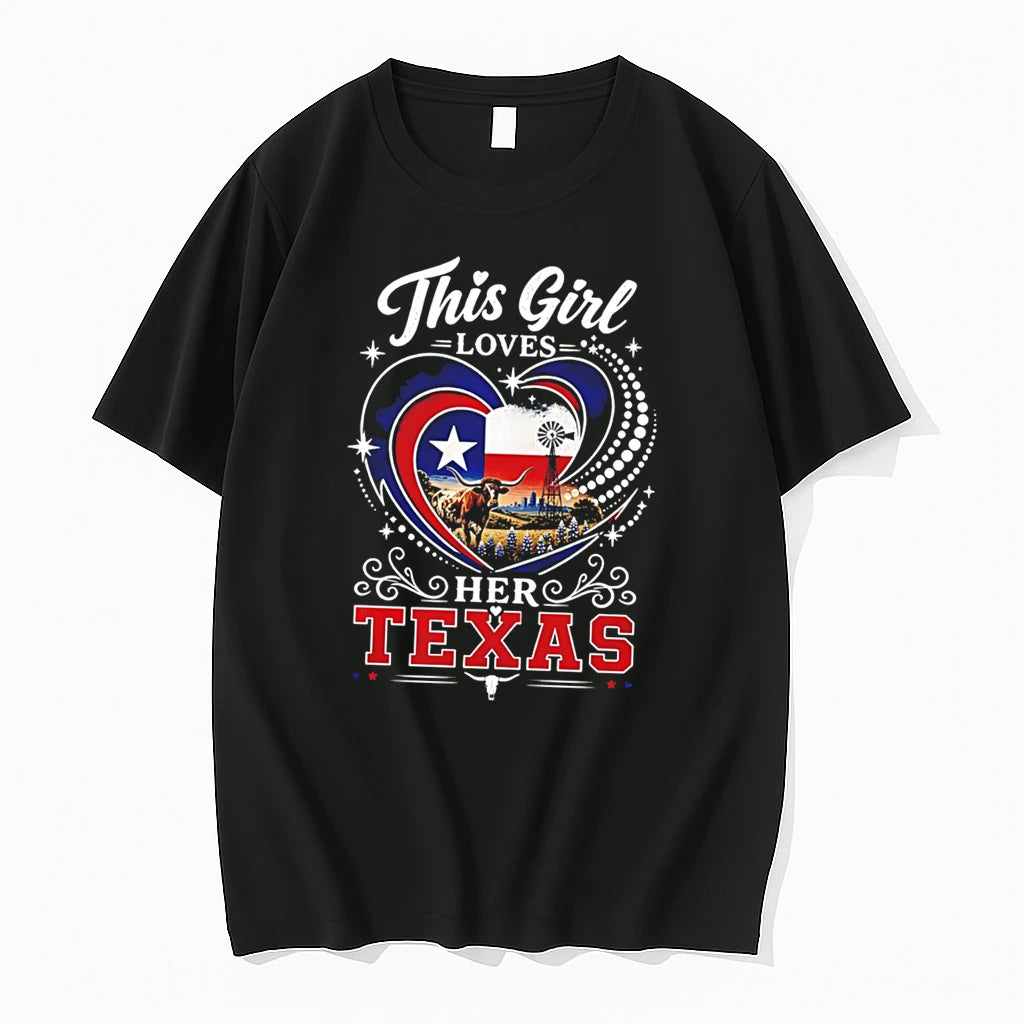 Officials This Girl Loves Her Texas Heart Tee T Shirt Sweater