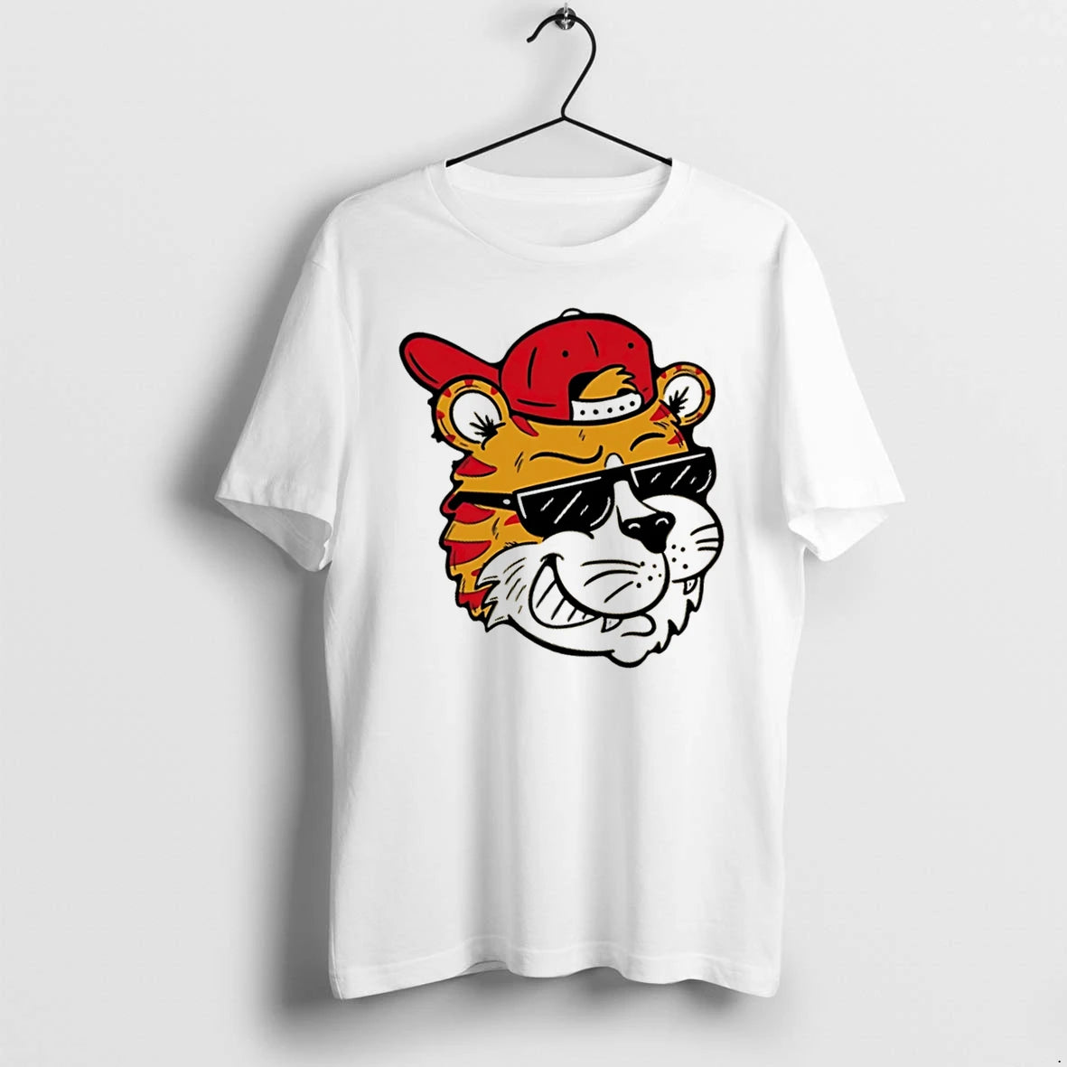 Officials Tiger Golf Mascot Wearing Red Cap And Sunglasses Tee Premium T Shirt