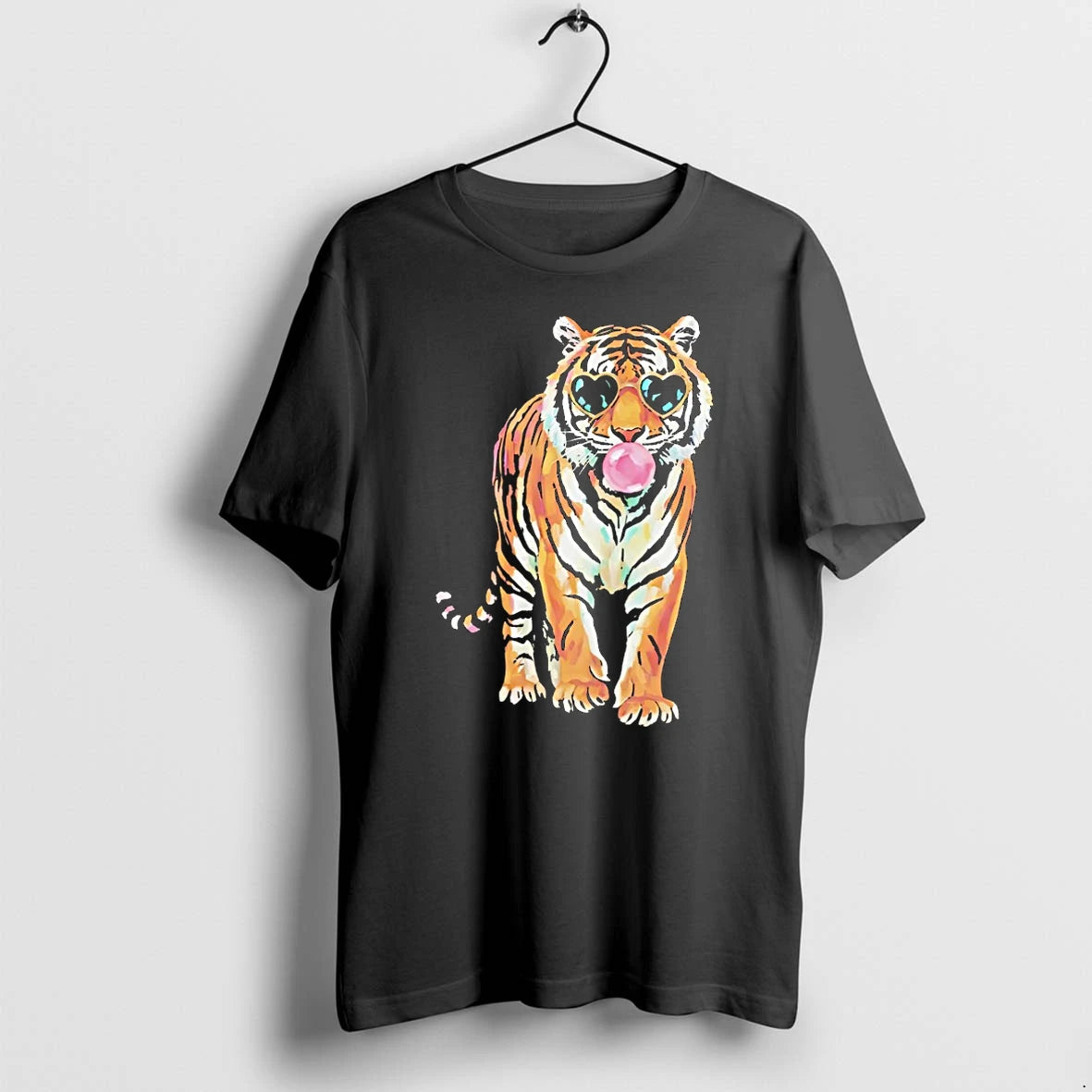 Officials Tiger Blowing Bubble Gum And Wearing Sunglasses Heart Shape Funny T Shirt Sweater