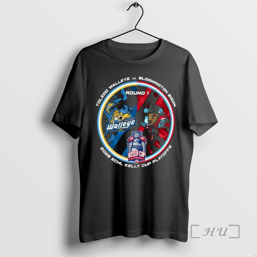 Officials Toledo Walleye Vs Bloomington Bison 2026 Kelly Cup Playoff Round 1 Premium T Shirts