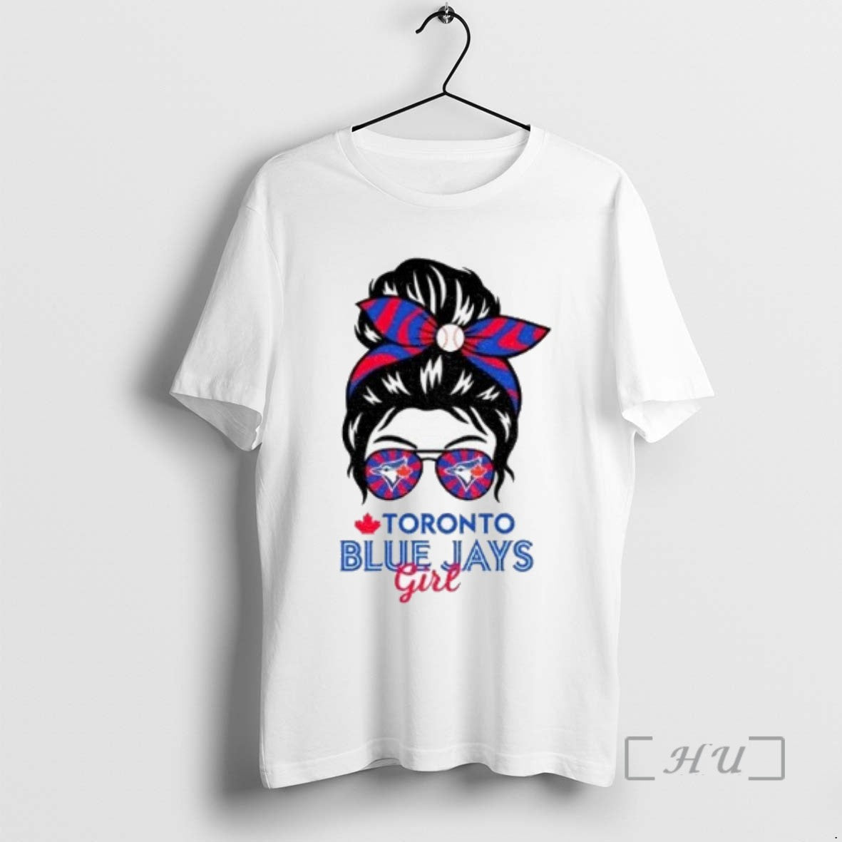 Officials Toronto Blue Jays Girl Messy Bun Glasses Tee Shirt Sweater