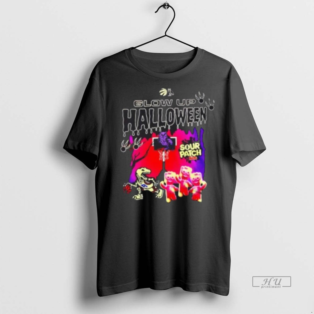 Officials Toronto Raptors Glow Up Halloween Sour Patch Kids 2 Sided Tee Shirt Sweater