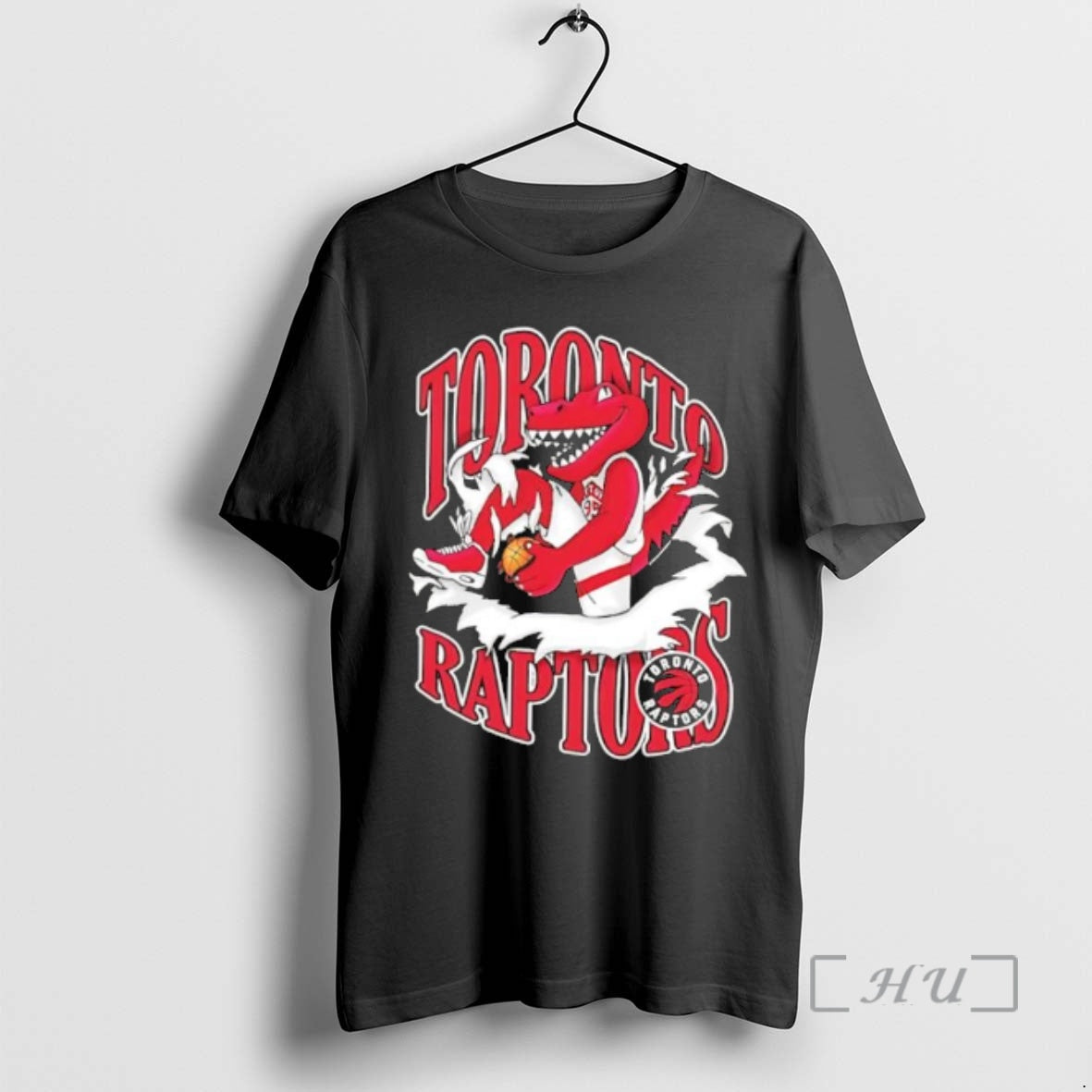 Officials Toronto Raptors Red Dinosaur Mascot Ripping Through Logo