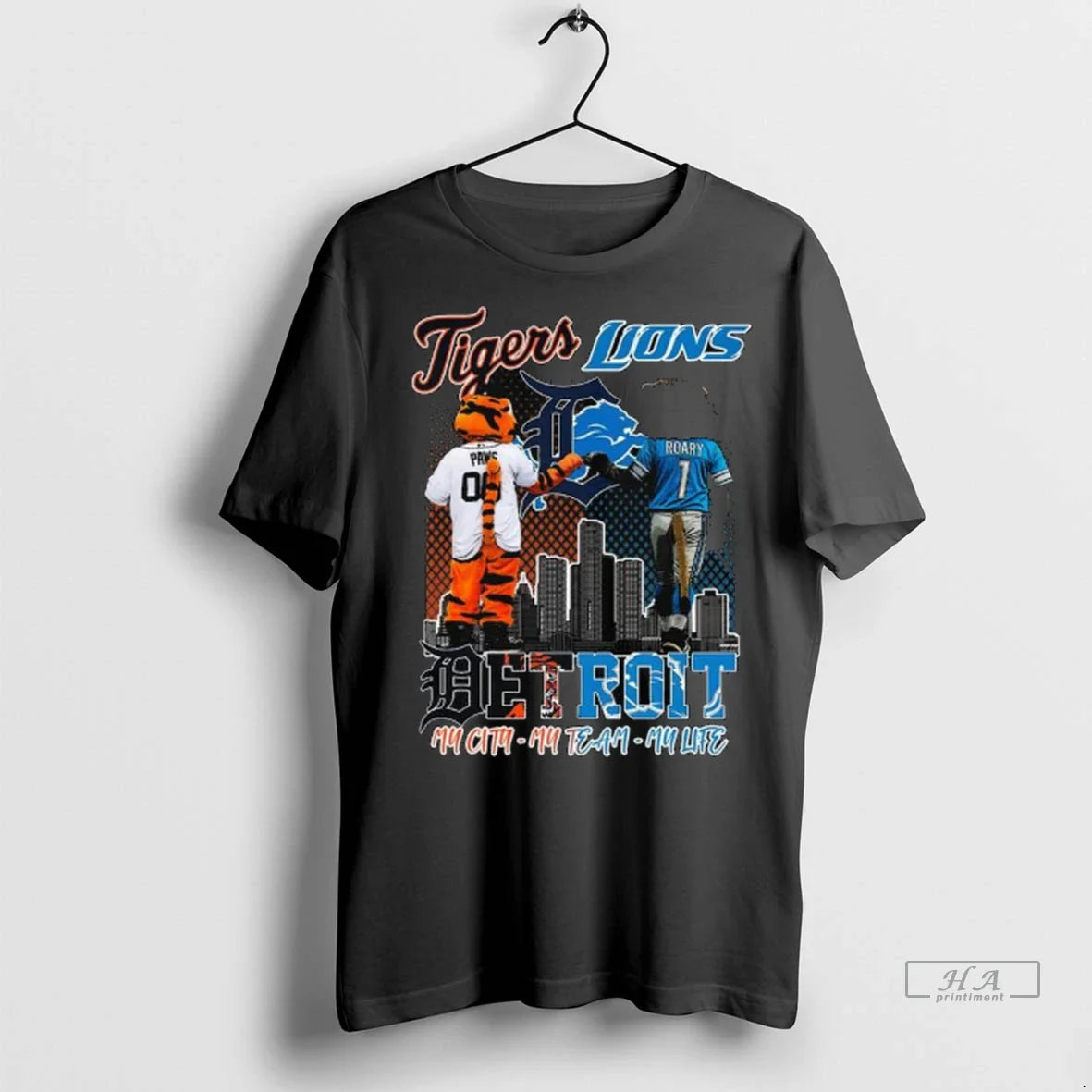 Officials Trendy Detroit Tigers And Detroit Lions My City My Team My Life Mascot Long