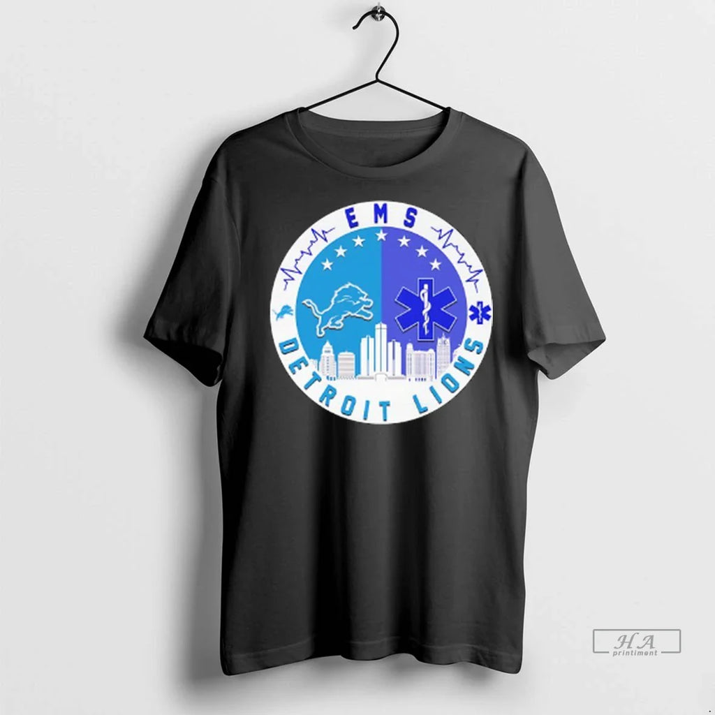Officials Trendy Ems X Detroit Lions City Skyline Circle Logo Shirt Sweater