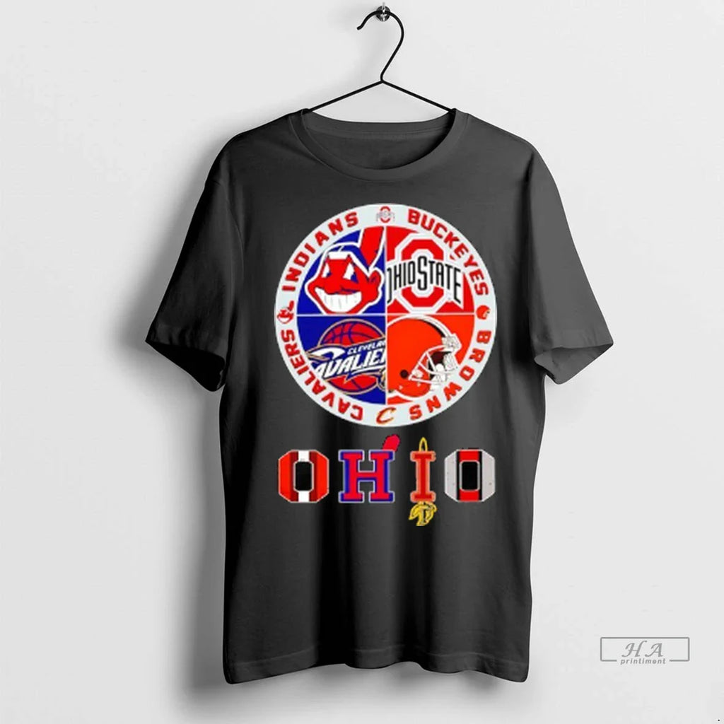 Officials Trendy Ohio Sports Team Indians Buckeyes Browns And Cavaliers Circle Logo Shirt Sweater