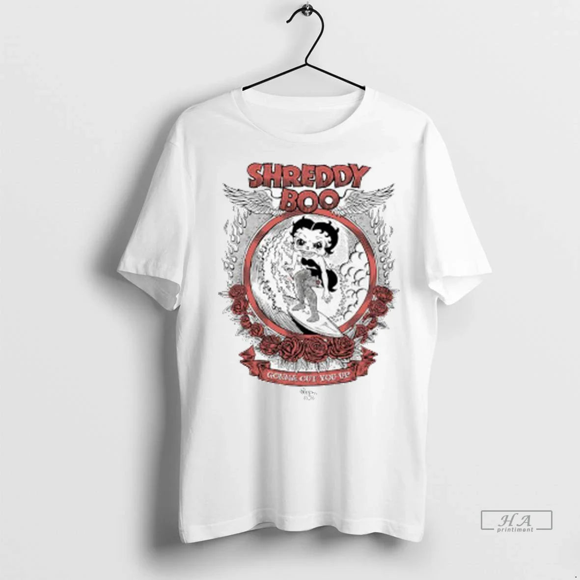 Officials Trendy Shreddy Boo Gonna Cut You Up Wreath Of Red Roses Ladies Shirt Sweater