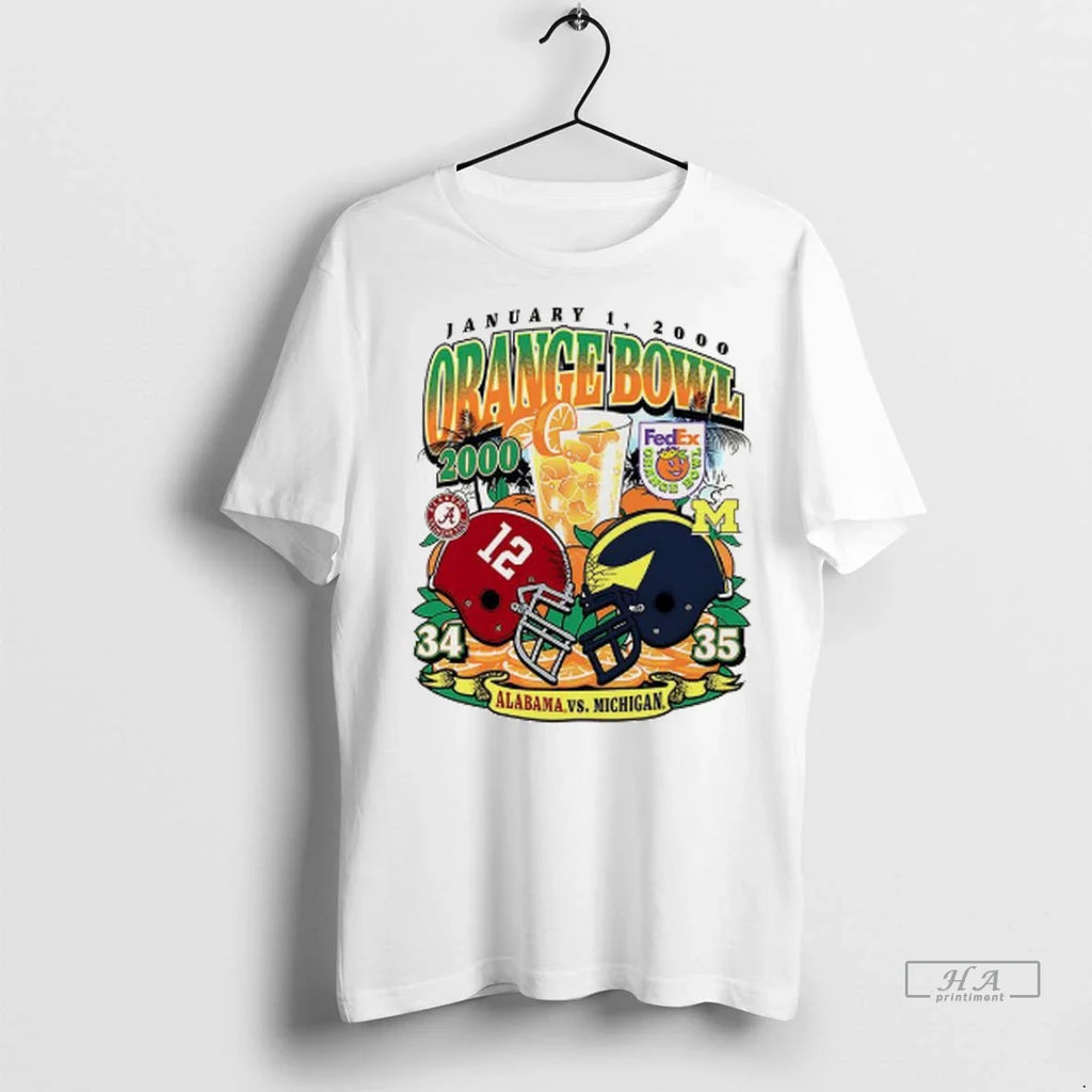 Officials Trendy University Alabama Vs Michigan Orange Bowl 2000 Helmet Shirt Sweater