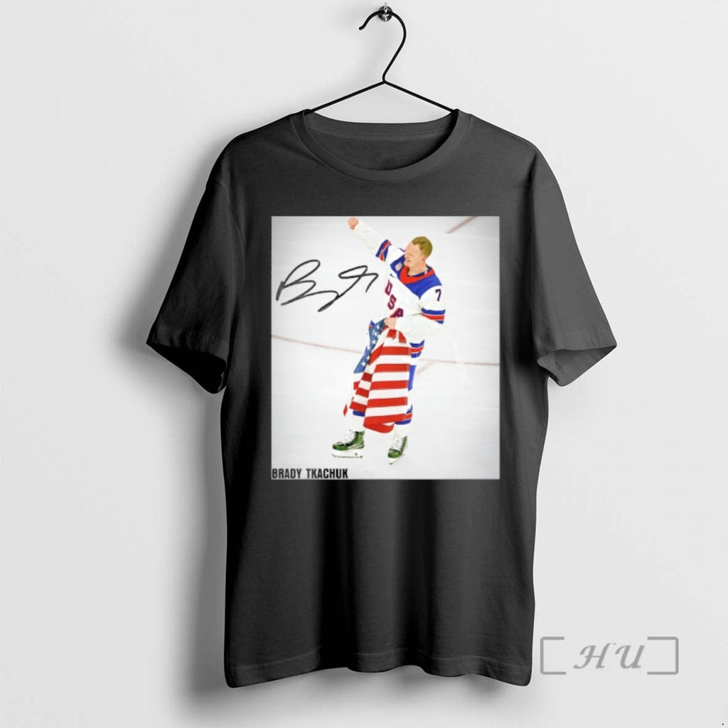 Officials Us Hockey Brady Tkachuk 2026 Winter Olympics Gold Medal Autographed Premium T Shirts Sweater