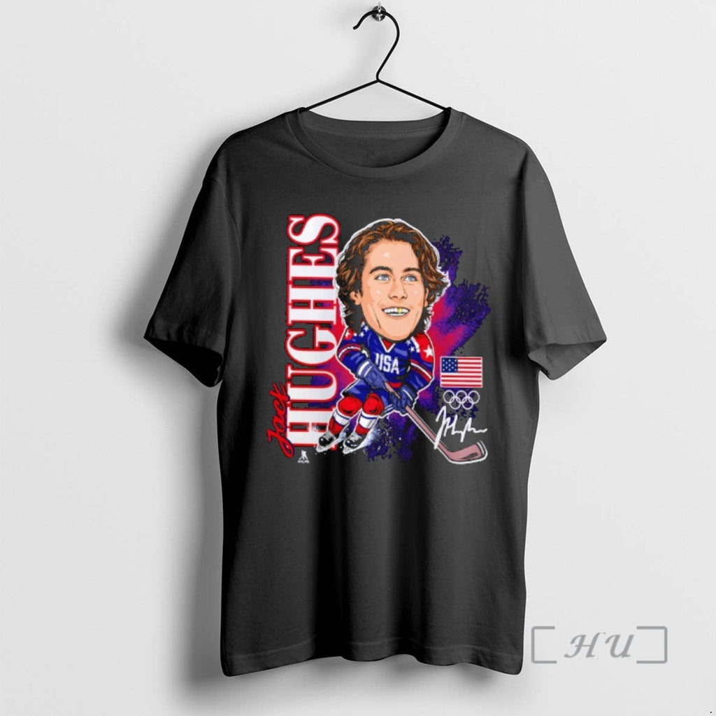 Officials Usa Hockey Jack Hughes Gold Medal Caricature