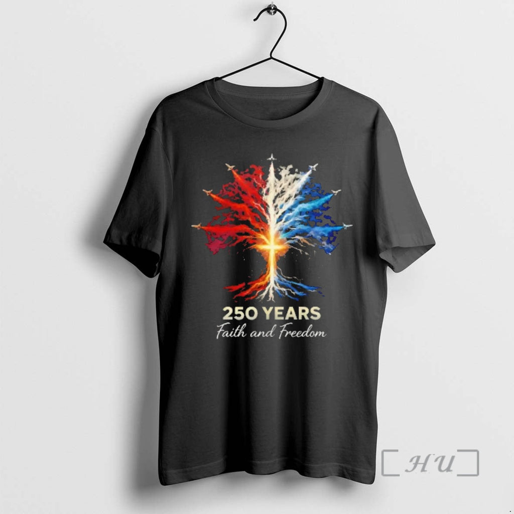 Officials Usa Semiquincentennial 250 Years Faith And Freedom 1776_e2_80_932026 Patriotic Cross Fireworks Premium T Shirts