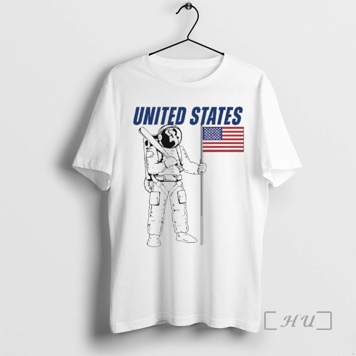 Officials United States Astronaut Holding Baseball Bat And American Flag