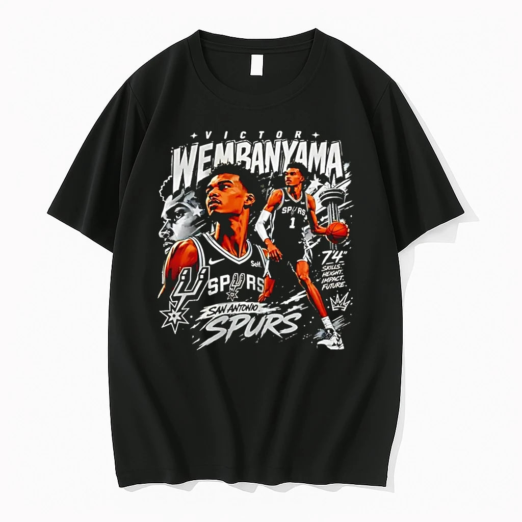 Officials Victor Wembanyama San Antonio Spurs 74 Nba Basketball Graphic Black T Shirt Sweater