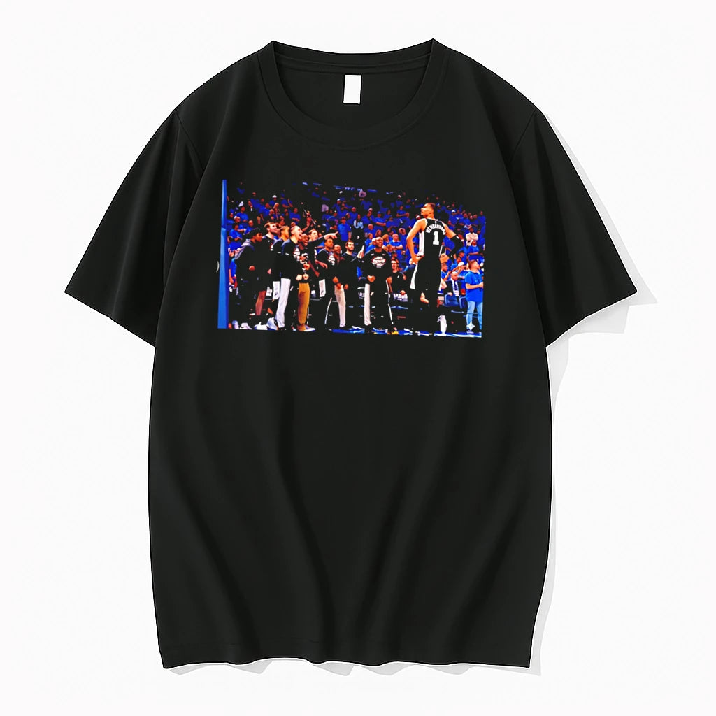 Officials Victor Wembanyama Spurs Wembanyama Pose Before Spurs Bench Tee T Shirt Sweater