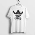 Officials Western Brand Cowboy Hat Handlebar Mustache Distressed Line Art White Womens T Shirt Sweater