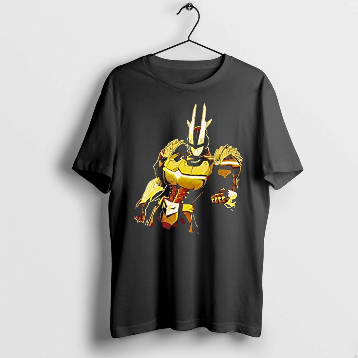 Officials Yellow Armored Mech Superhero Glowing Smile Helmet Portrait Mens T Shirt Sweater