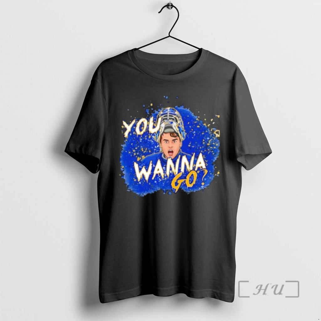 Officials You Wanna Go Ice Hockey Goalie Blue Splatter Art