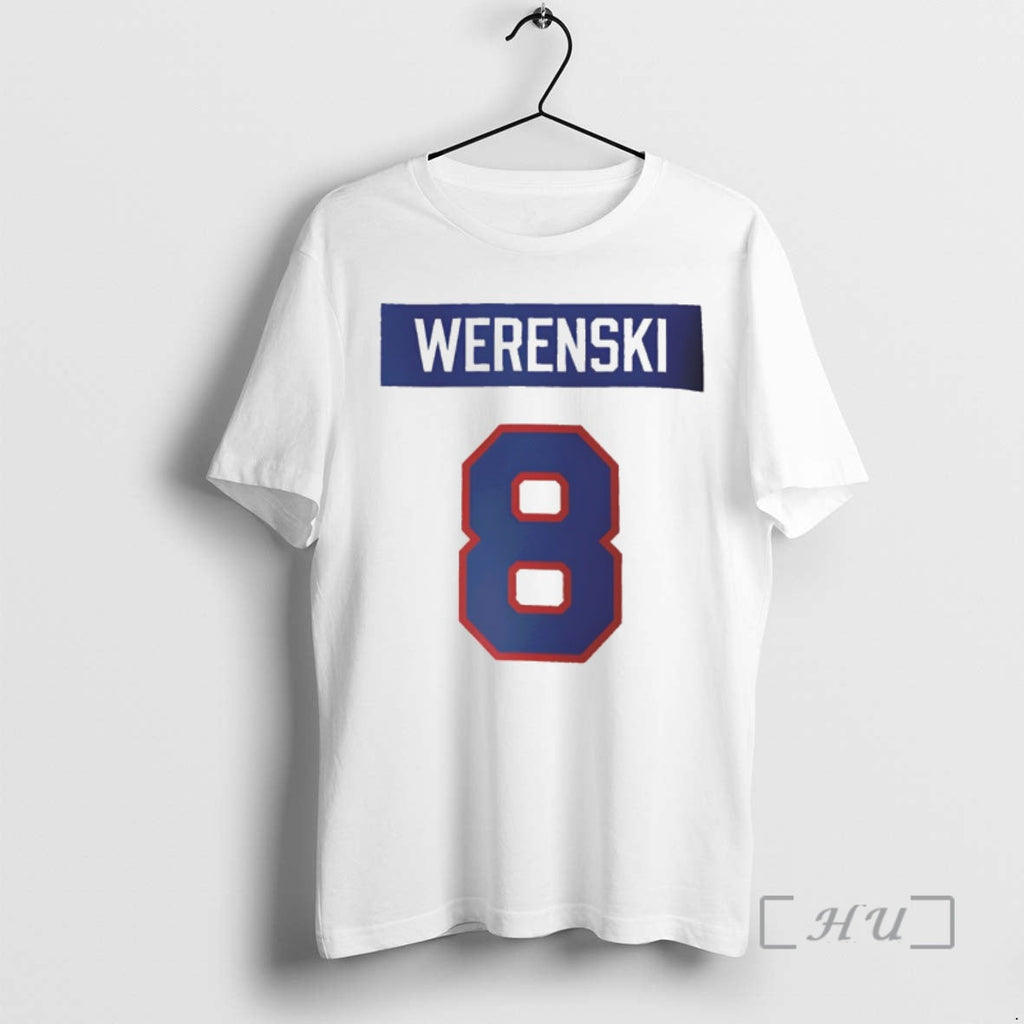 Officials Zach Werenski 8 American Hockey Monsters Hockey Legend Gold Medal Premium T Shirts Sweater