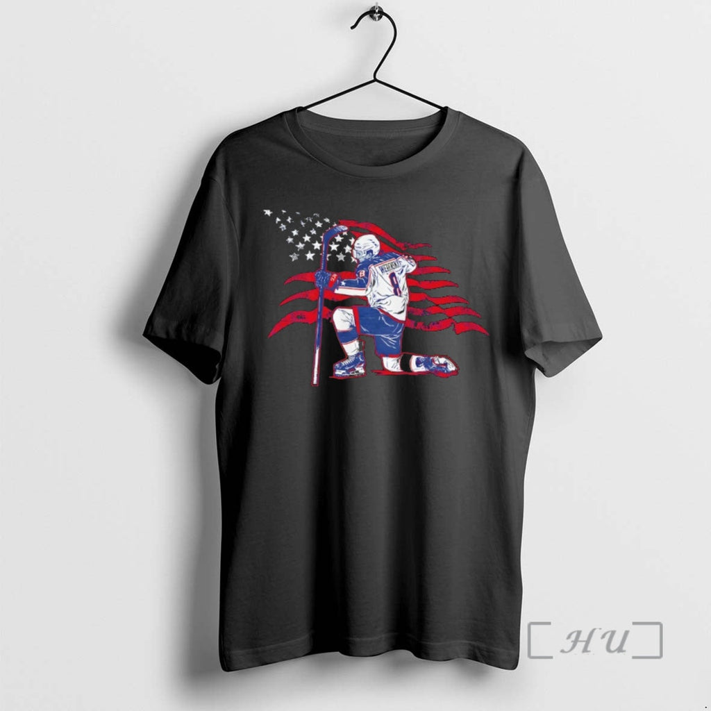 Officials Zach Werenski Columbus Blue Jackets Hockey Stars And Stripes Superstar Pose Premium T Shirts