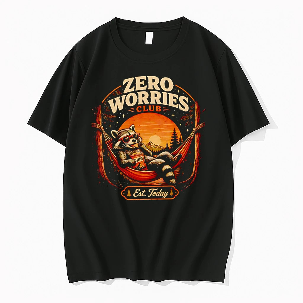 Officials Zero Worries Club Raccoon Funny Chill No Stress Premium T Shirt