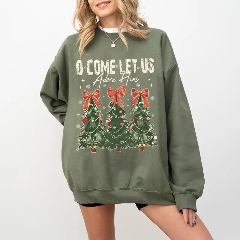 Oh Come Let Us Adore Him Song Christian Shirt Religious T-Shirts
