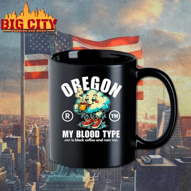 Oregon my blood type is black coffee and rain t-shirt