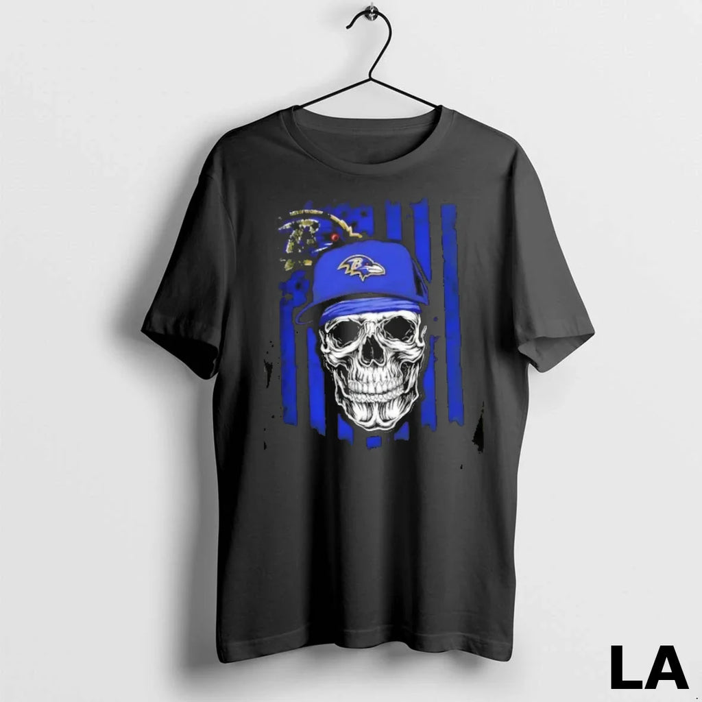 Original Baltimore Ravens Football Skull Hip Hop Us Flag Graphic