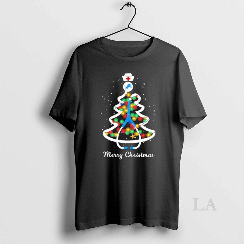 Original Detroit Lions Stethoscope Nurse Christmas Tree