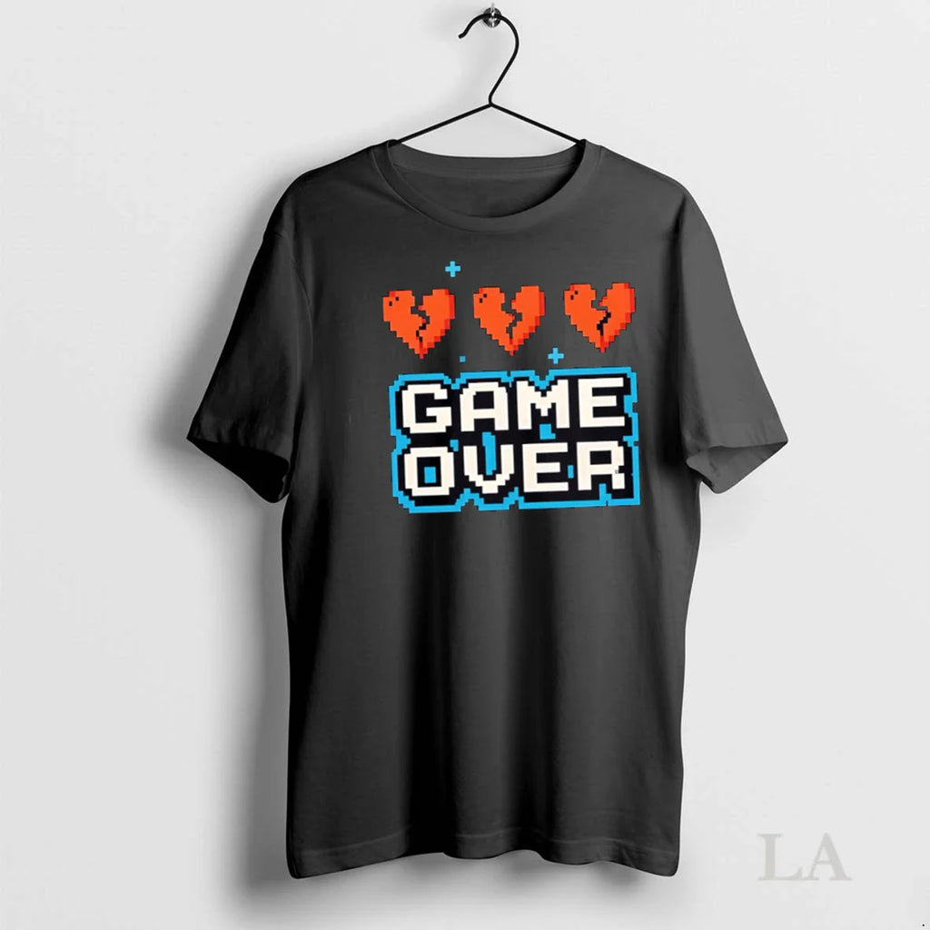 Original Game Over Pixel Hearts Retro Arcade Gamer