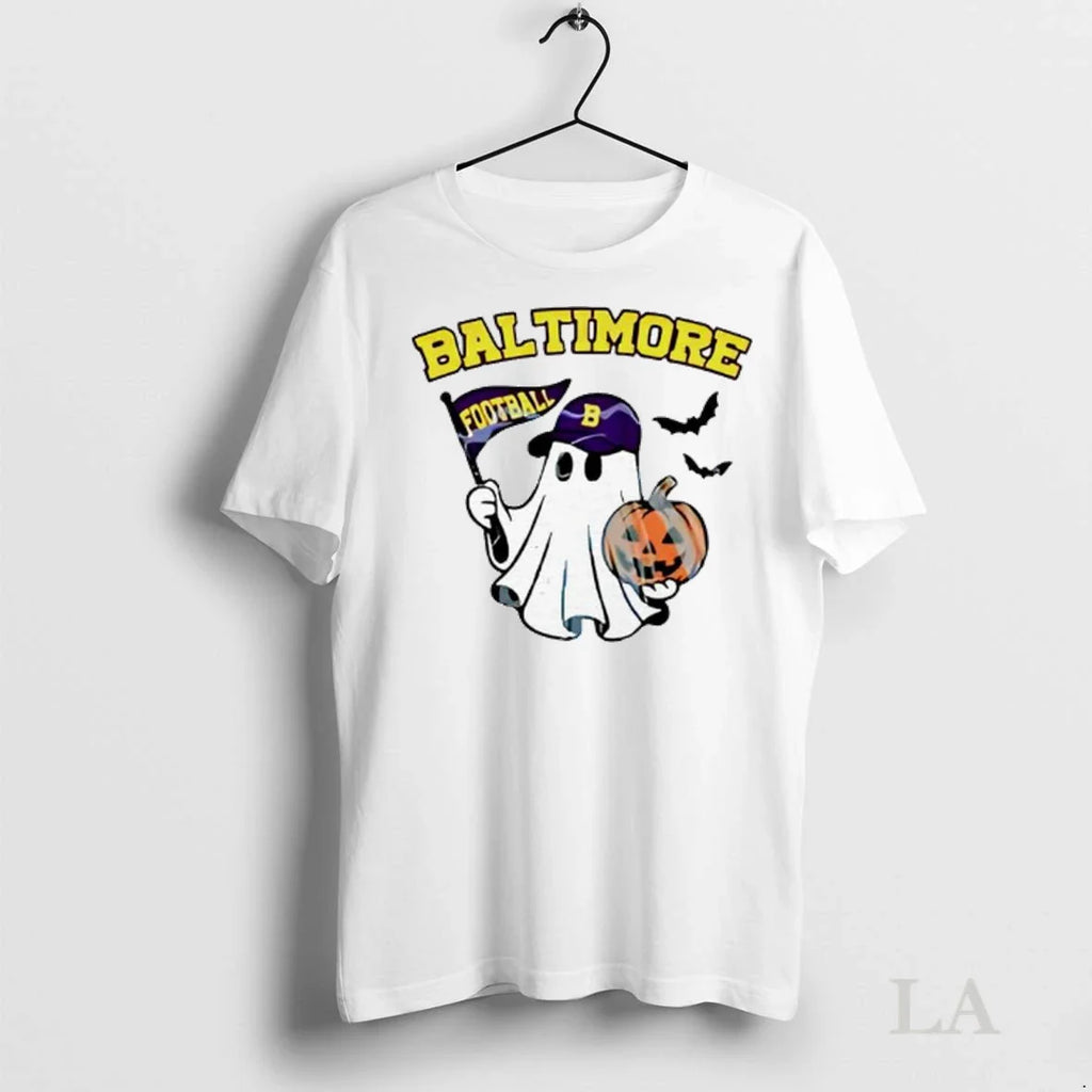 Original Halloween Ghost Baltimore Ravens Football Flag Pumpkin Ladies