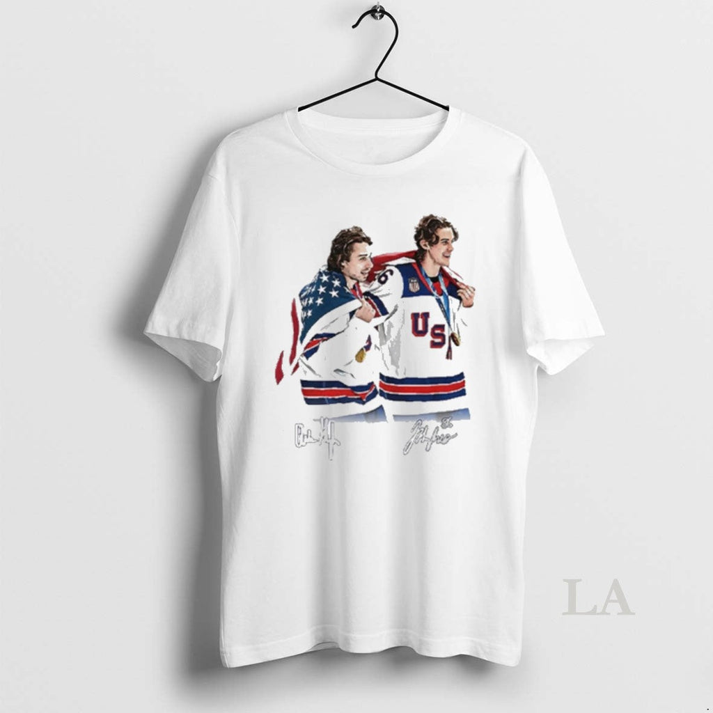 Original Hughes Brotherhood Team Usa Hockey Signatures