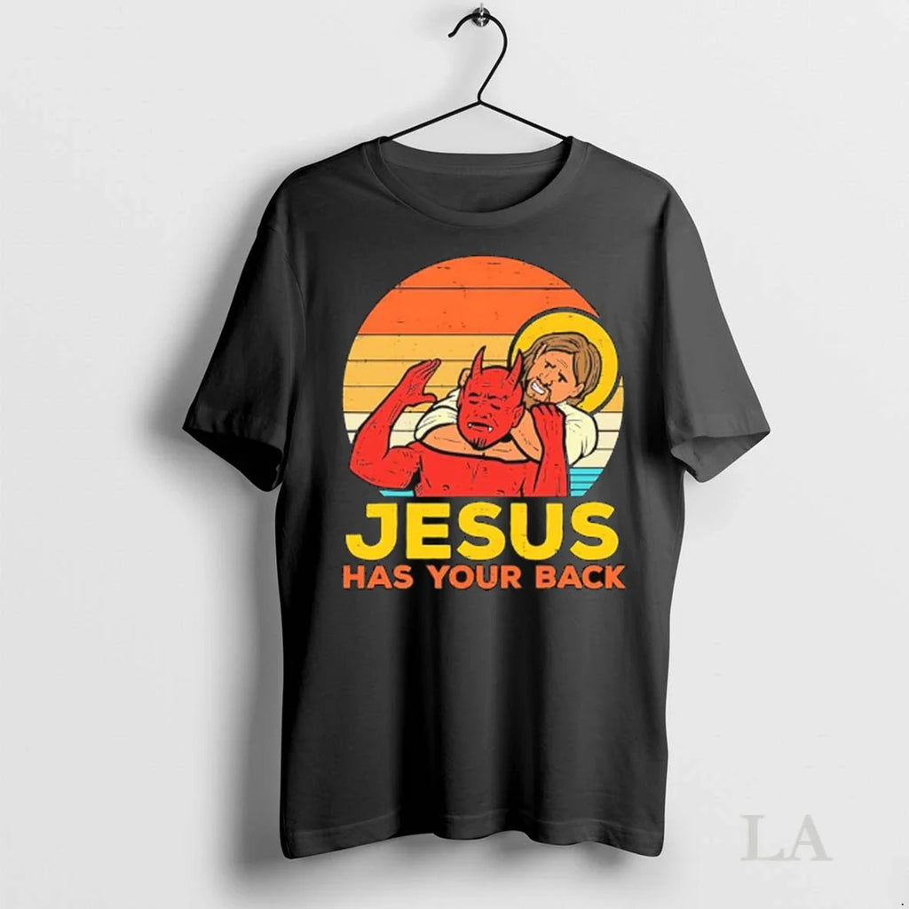 Original Jesus Has Your Back Santa Devil Vintage Graphic Ladies