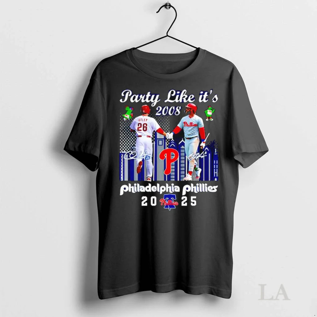 Original Philadelphia Phillies 2025 Party Like Its 2008 Bryce Harper And Kyle Schwarber Signatures Logo