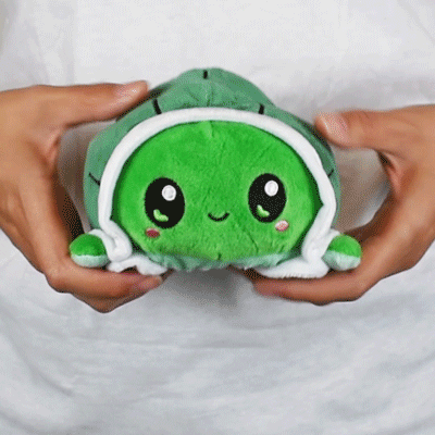 TeeTurtle Reversible Turtle Plushie (Green Worried)