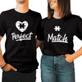 Perfect Match Puzzle Couple Matching Cotton Fabric Casual Streetstyle Crew Neck Short Sleeve Tops Date T-Shirts