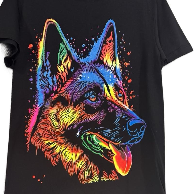 Perrito Colorful Dog Short Sleeve Casual Suitable All Ages Womenswear Top Summer T-Shirts
