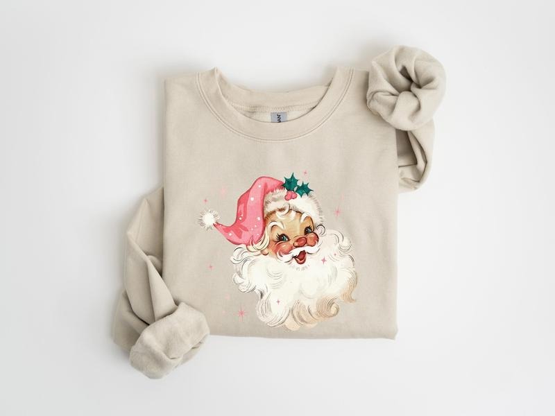 Pink Santa Retro Pink Matching Family Pink Vintage Cotton Womenswear T-Shirts