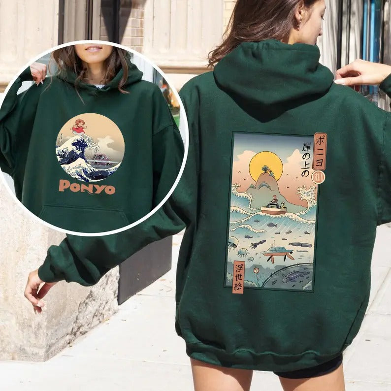 Ponyo 2 Sided Ponyo Ghibli Studio Ghibli Ponyo Shirt Ghibli Studio Shirt Hayao Miyazaki Sosuke Ghibli Totoro Anime Spirited Away T-Shirts