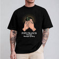 Pray Pope Francis Christian Crew Neck Short Sleeve Tops T-Shirts