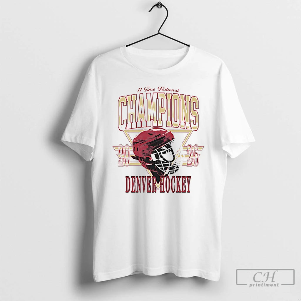 Premium Denver Pioneers Mens Ice Hockey 11 Time National Champions 2026 Helmets T Shirts Sweater